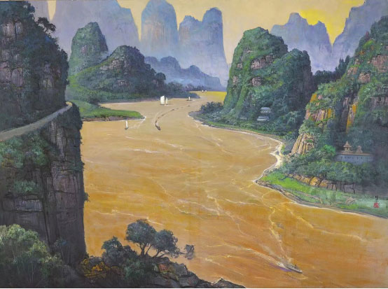 《金水揽胜》朱曜奎,布面油画,200x150cm,2013年